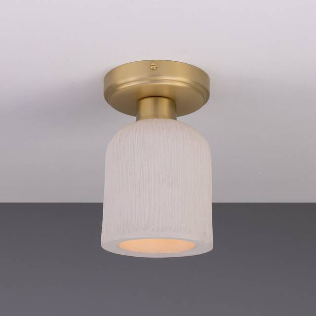 Osier Organic Ceramic Ceiling Light Matte White Striped 4.75 - image 1