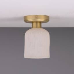 Osier Organic Ceramic Ceiling Light Matte White Striped 4.75 - thumbnail 2