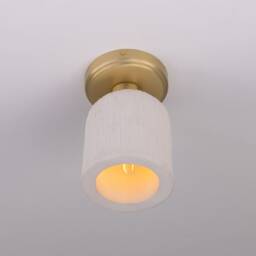 Osier Organic Ceramic Ceiling Light Matte White Striped 4.75 - thumbnail 3