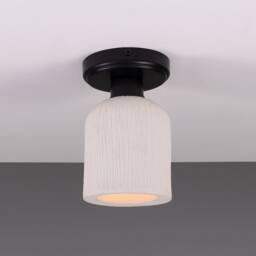 Osier Organic Ceramic Ceiling Light Matte White Striped 4.75 - thumbnail 4