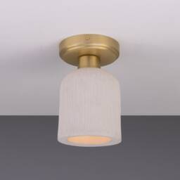 Osier Organic Ceramic Ceiling Light Matte White Striped 4.75 - thumbnail 1