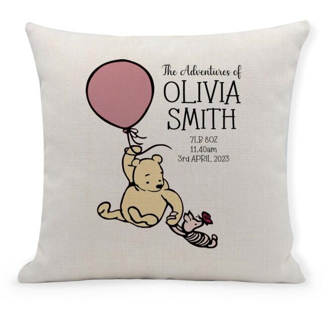 Personalised Winnie The Pooh Baby Cushion Nursery Decor Gift - image 1