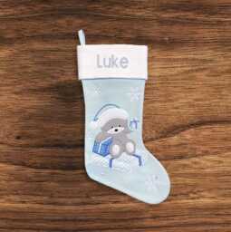 Personalised Christmas Stocking - Baby Boy Embroidered Name