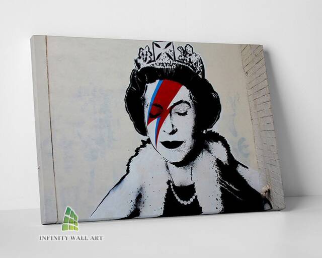 Banksy Queen Ziggy Bowie Graffiti Canvas Art Wall Print Picture Framed Home Decor -C833 - image 1