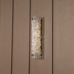Frosted Glass Wall Sconce - Brushed Brass Modern Bathroom Light Textured Cylinder G9 - thumbnail 3