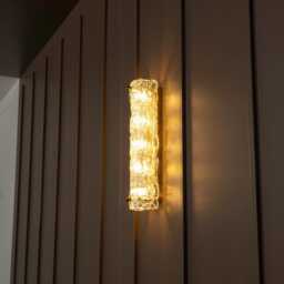 Frosted Glass Wall Sconce - Brushed Brass Modern Bathroom Light Textured Cylinder G9 - thumbnail 1