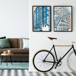 Centre Pompidou Art Print Set - Paris Modern Architecture Graphic Illustration Abstract Minimalist Beaubourg Gallery Wall - thumbnail 2