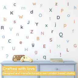 Alphabet Numbers Wall Stickers - Early Learning Kids Decal Educational Room Decor Reusable Fabric Peel & Stick - thumbnail 2