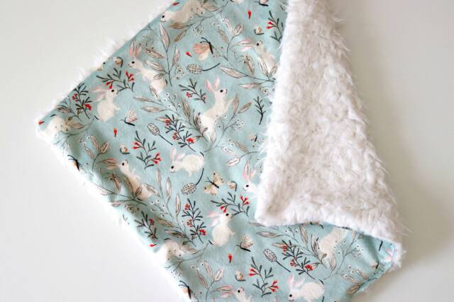 Dream Lovie. Security Blanket. Personalized Lovey. Faux Fur Vintage Bunnies. Mini Baby Minky Shower Gift - image 1