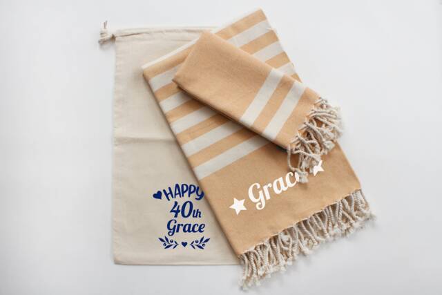 Personalised Cotton Beach Towel, 30Th Birthday Gift, 50Th Graduation 2nd Anniversary Gift - image 1