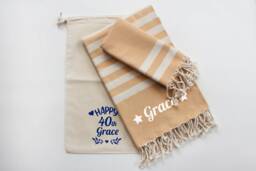 Personalised Cotton Beach Towel, 30Th Birthday Gift, 50Th Graduation 2nd Anniversary Gift - thumbnail 1