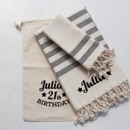 Personalised Cotton Beach Towel, 30Th Birthday Gift, 50Th Graduation 2nd Anniversary Gift - thumbnail 2