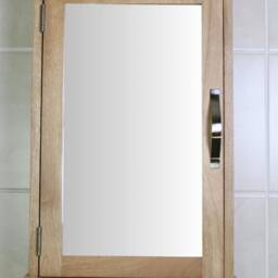 Oak Wall Mounted Mirrored Bathroom Cabinet - Overhead Unit With Shelf 351 - thumbnail 2