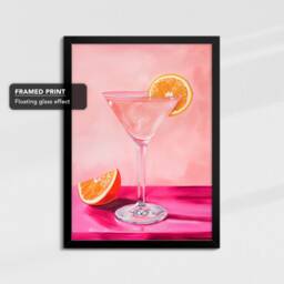 Martini Cocktail Glass Beverage Watercolor Drink Painting Framed Poster Print & Canvas Wall Decor Art Bedroom Home Interior Bar Gift - thumbnail 2