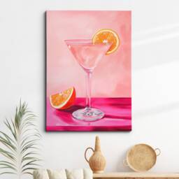 Martini Cocktail Glass Beverage Watercolor Drink Painting Framed Poster Print & Canvas Wall Decor Art Bedroom Home Interior Bar Gift - thumbnail 1