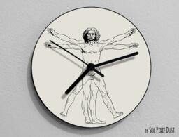 Vitruvian Man , Leonardo Da Vinci, Anatomy, Da Vinci Drawing, Illustration, - Wall Clock - thumbnail 1