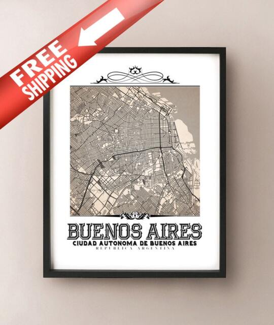 Vintage Sepia Buenos Aires Map Art Print - image 1