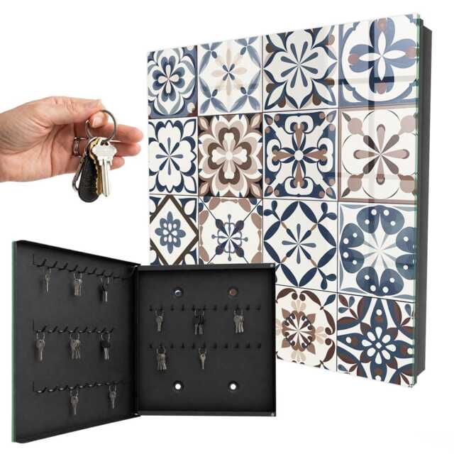 Arabesque Mosaic Wall Mounted Key Cabinet, Brown Box For Home, Geometric Geometric, Lovers Of Classics & Elegance - image 1