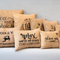 Burlap Easter Bunny Pillow Spring Stenciled Decoration - thumbnail 4