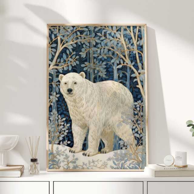 William Morris Print, Art, Exhibition Poster, Polar Bear, Winter Prints, Decor, Bear Art - image 1