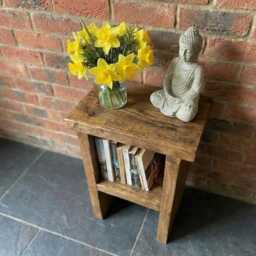Handmade Rustic Wooden Bedside Table, Side Table - Made From Reclaimed Scaffold Boards - thumbnail 3