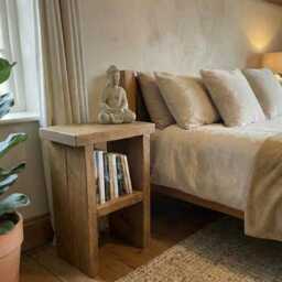 Handmade Rustic Wooden Bedside Table, Side Table - Made From Reclaimed Scaffold Boards - thumbnail 2