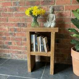 Handmade Rustic Wooden Bedside Table, Side Table - Made From Reclaimed Scaffold Boards - thumbnail 1