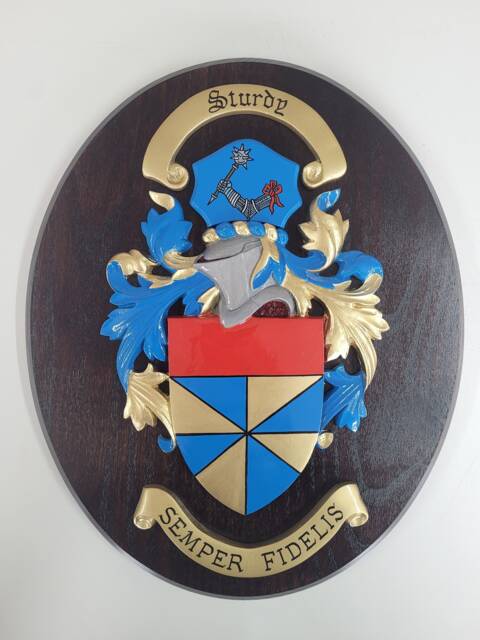 Personalised Hand Painted Family Coat Of Arms Wall Shield Plaque Wooden - image 1