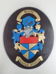Personalised Hand Painted Family Coat Of Arms Wall Shield Plaque Wooden - thumbnail 1