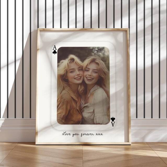 Custom Playing Card Valentines Day Gift For Her Print Trendy Wall Art Photo Idea Best Friends Personalized - image 1