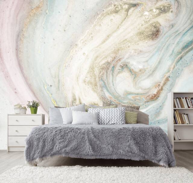 Baby Pink Gold Sparkle Mint Blue Marble Wallpaper 3D Wall Sticker Decor Ceiling Mural Self Adhesive Exclusive Design Photowallpaper - image 1