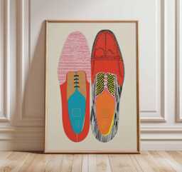 Colorful Shoe Art Print - Modern Pop Poster Abstract Fashion Wall Retro Illustration Bold Contemporary Artwork - thumbnail 1