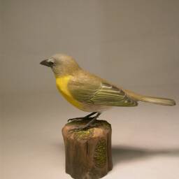 Yellow-Breasted Chat Hand Carved Wooden Bird - thumbnail 3