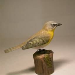 Yellow-Breasted Chat Hand Carved Wooden Bird - thumbnail 2