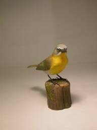 Yellow-Breasted Chat Hand Carved Wooden Bird - thumbnail 1