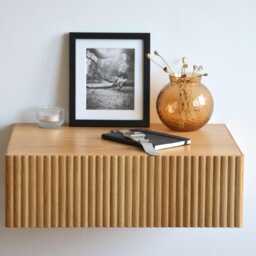 All-Round Fluted Floating Nightstand - Oak - thumbnail 3