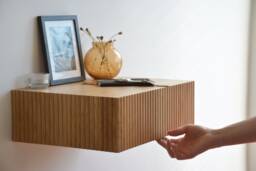 All-Round Fluted Floating Nightstand - Oak