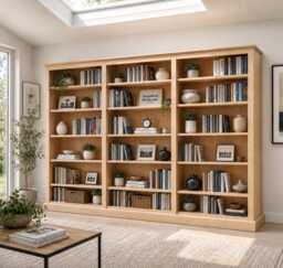 Solid Wood, 6Ft X 9Ft Adjustable Display Shelving Unit, Library Bookcase, Large Bookshelves - Pne-69 - thumbnail 1