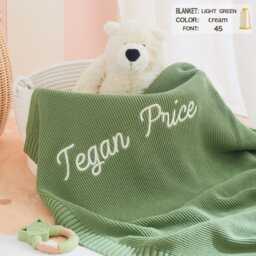 Personalized Embroidered Cotton Baby Blanket Newborn Gift