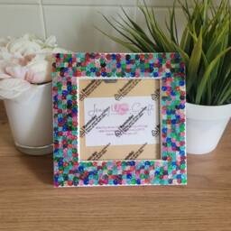 Colourful Glittery Sequin Square Photo Frame 4 X Inches - thumbnail 4