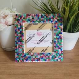 Colourful Glittery Sequin Square Photo Frame 4 X Inches