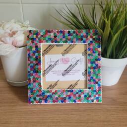 Colourful Glittery Sequin Square Photo Frame 4 X Inches - thumbnail 3