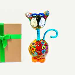 Colorful Cat Art Handmade Polymer Clay Millefiori Sculpture - thumbnail 1