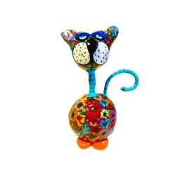 Colorful Cat Art Handmade Polymer Clay Millefiori Sculpture - thumbnail 3