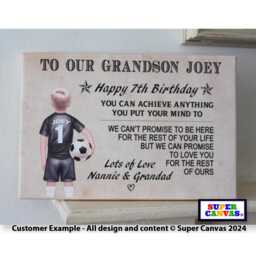 Happy Birthday Grandson Football Theme Customisable Word Art Footballer Picture Framed Canvas Print Gift Present - thumbnail 2