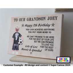Happy Birthday Grandson Football Theme Customisable Word Art Footballer Picture Framed Canvas Print Gift Present - thumbnail 4