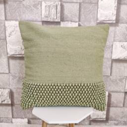 Sage Green/Light Forest Chunky Loops Wool Hand Woven Decorative Throw Pillow Cover - thumbnail 2