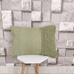 Sage Green/Light Forest Chunky Loops Wool Hand Woven Decorative Throw Pillow Cover - thumbnail 3