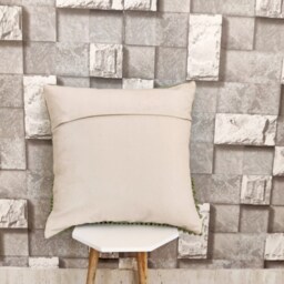 Sage Green/Light Forest Chunky Loops Wool Hand Woven Decorative Throw Pillow Cover - thumbnail 4