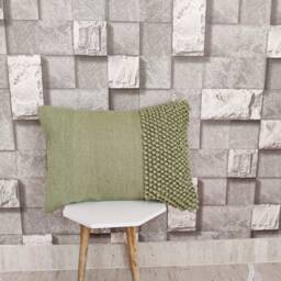 Sage Green/Light Forest Chunky Loops Wool Hand Woven Decorative Throw Pillow Cover - thumbnail 1